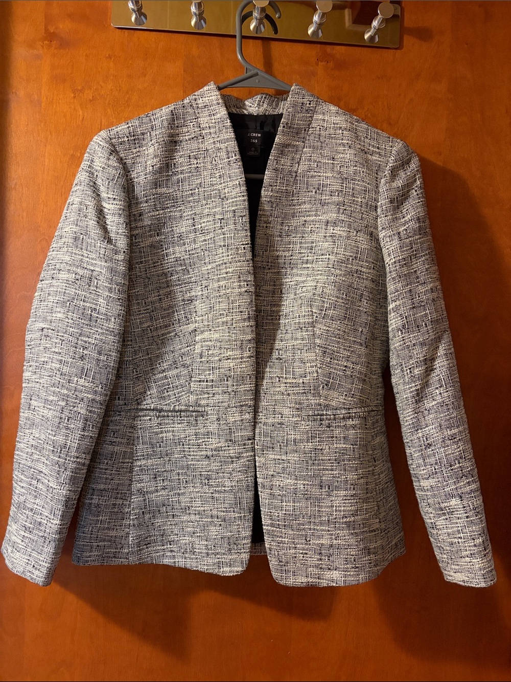 J. Crew 365 Textured Open-Front Blazer in Black and White 0